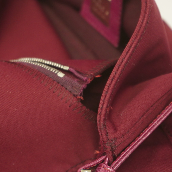 Auth Fendi Mamma Bucket Women's Cotton Handbag Bordeaux - Picture 7 of 13